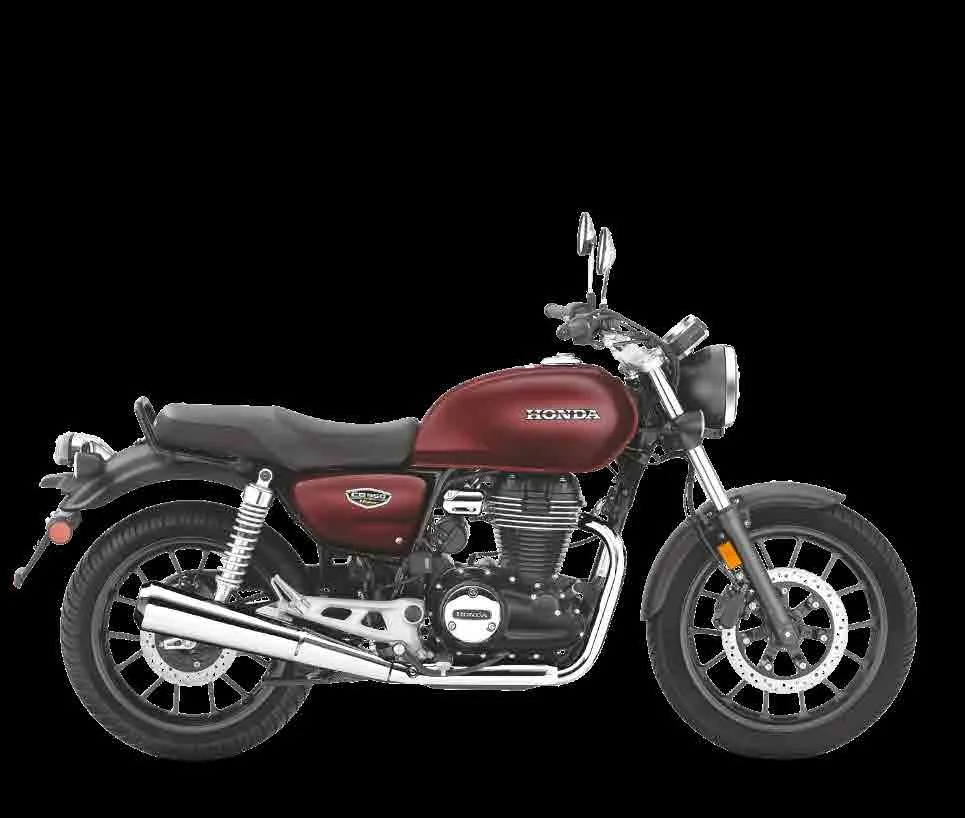 Honda CB 350 H'Ness vino tinto sobre fondo negro